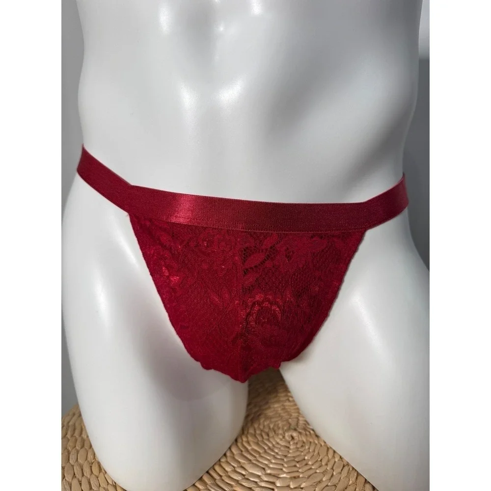 Cosabella‎ Never Say Never Italian Thong Men's Floral Lace Brief Sindoor Red